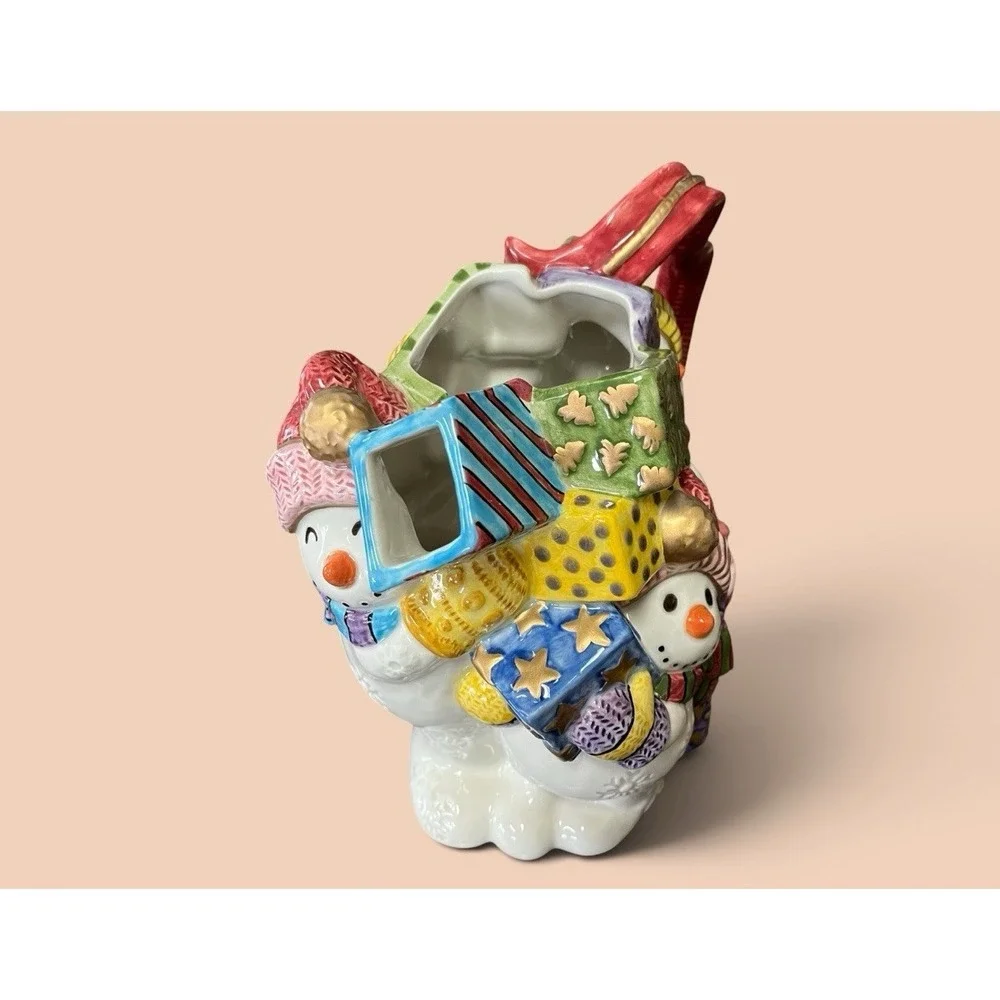 Fitz & Floyd 1995 Frosty Folks Snowman Christmas Pitcher 48 ozs Gifts Holiday